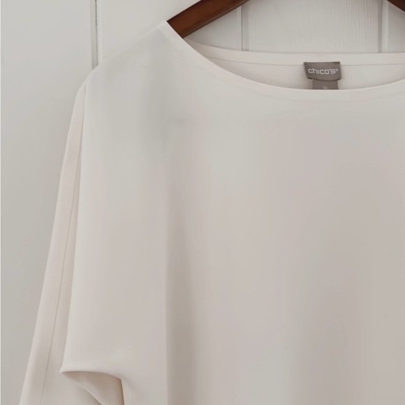 Chicos Asymmetrical Hem Scuba Tunic Cream White Minimal Minimalist Size O Small - Picture 8 of 14